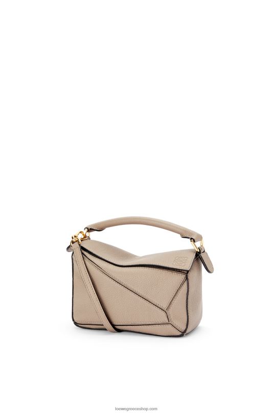 Loewe γυναίκες μίνι τσάντα παζλ από δέρμα μοσχαριού με απαλούς κόκκους RZR0J220 άμμος