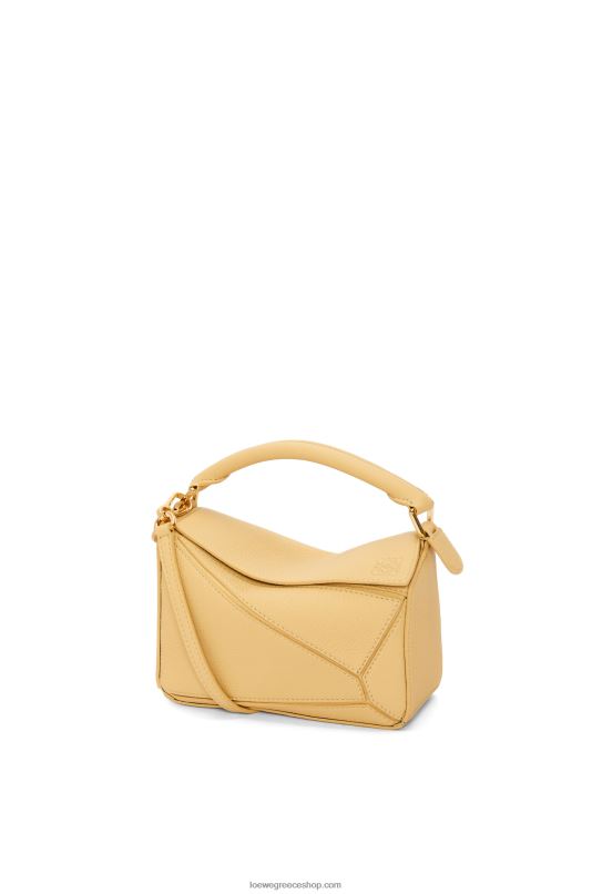 Loewe γυναίκες μίνι τσάντα παζλ από δέρμα μοσχαριού με απαλούς κόκκους RZR0J234 σκούρο βούτυρο