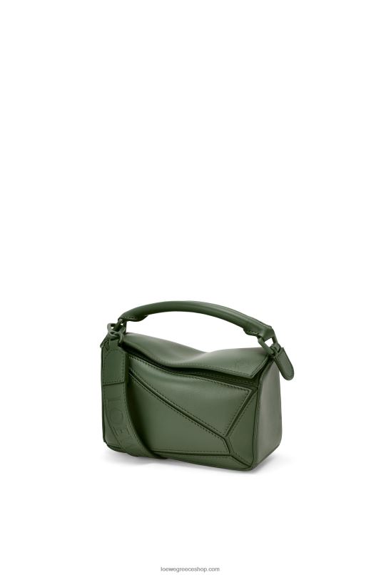 Loewe γυναίκες μίνι τσάντα παζλ σε σατέν δέρμα μοσχαριού RZR0J270 vintage χακί