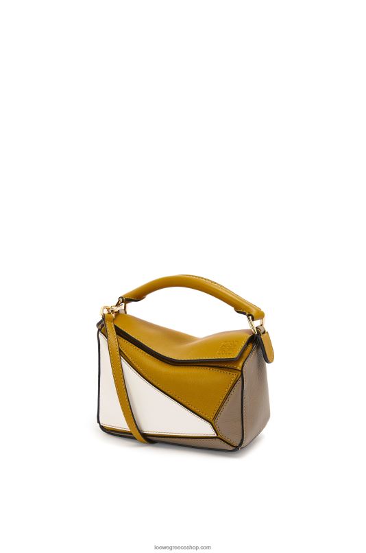 Loewe γυναίκες μίνι τσάντα παζλ σε κλασικό δέρμα μοσχαριού RZR0J277 ώχρα/μαλακό λευκό