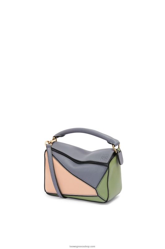 Loewe γυναίκες μίνι τσάντα παζλ σε κλασικό δέρμα μοσχαριού RZR0J284 άσφαλτο γκρι/γυμνό