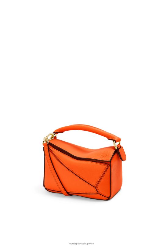 Loewe γυναίκες μίνι τσάντα παζλ σε κλασικό δέρμα μοσχαριού RZR0J285 πορτοκάλι