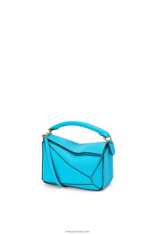 Loewe γυναίκες μίνι τσάντα παζλ από δέρμα μοσχαριού με απαλούς κόκκους RZR0J287 κυανό