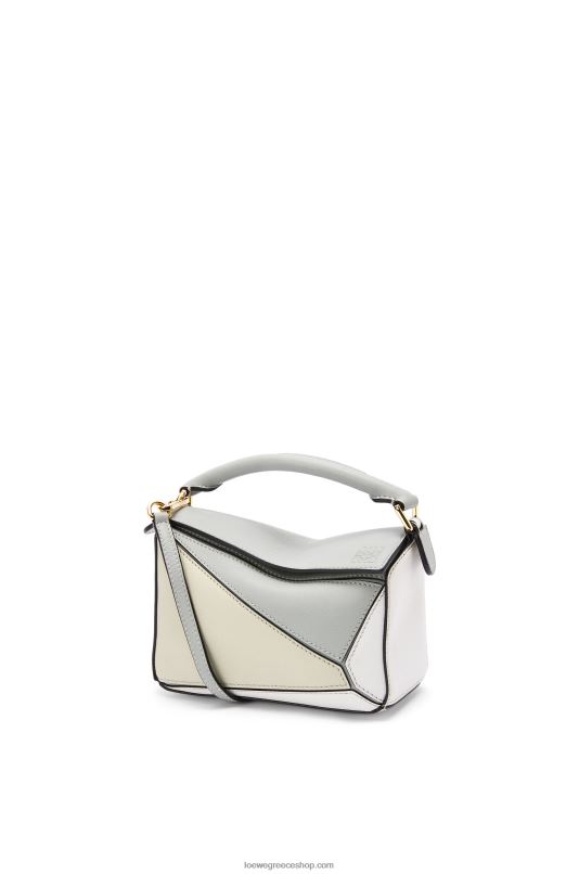Loewe γυναίκες μίνι τσάντα παζλ σε κλασικό δέρμα μοσχαριού RZR0J288 τέφρα γκρι/μαρμάρινο πράσινο
