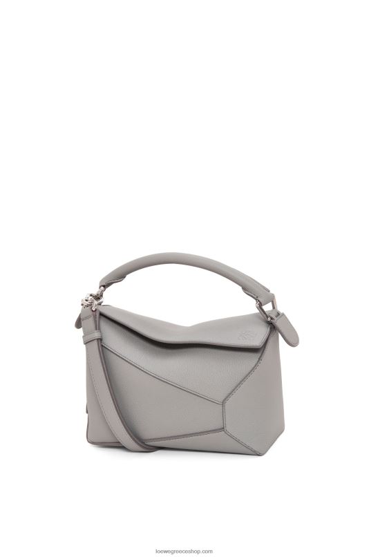 Loewe γυναίκες μικρή τσάντα στην άκρη του παζλ από δέρμα μοσχαριού με μαλακούς κόκκους RZR0J366 μαργαριταρένιο γκρι