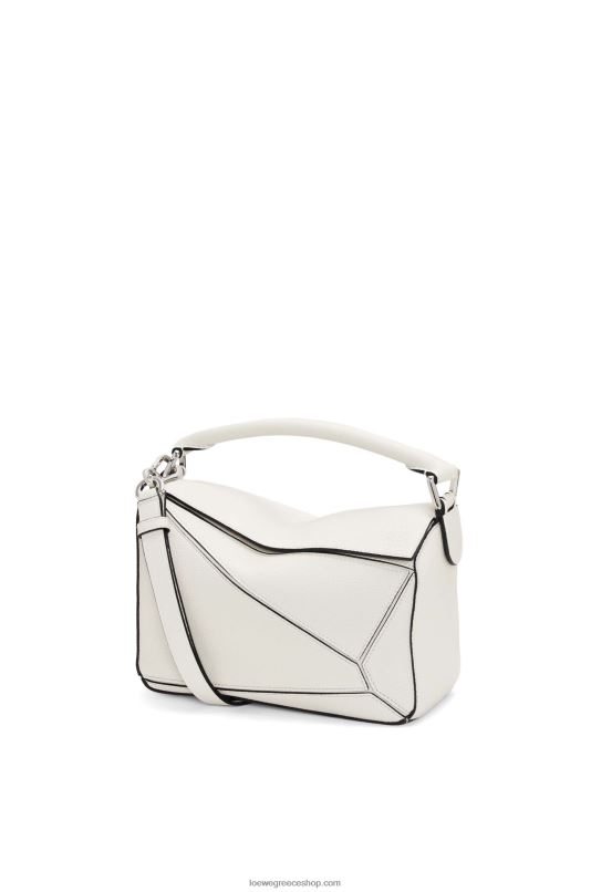 Loewe γυναίκες μικρό σακουλάκι παζλ από δέρμα μοσχαριού με μαλακούς κόκκους RZR0J367 απαλό λευκό