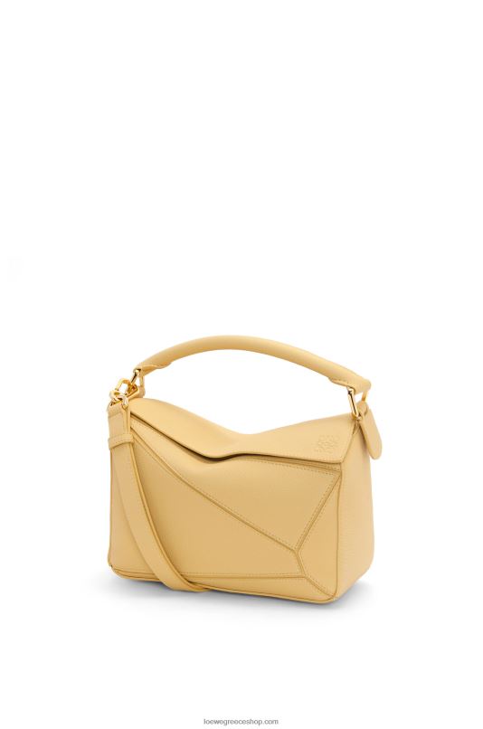 Loewe γυναίκες μικρό σακουλάκι παζλ από δέρμα μοσχαριού με μαλακούς κόκκους RZR0J393 σκούρο βούτυρο