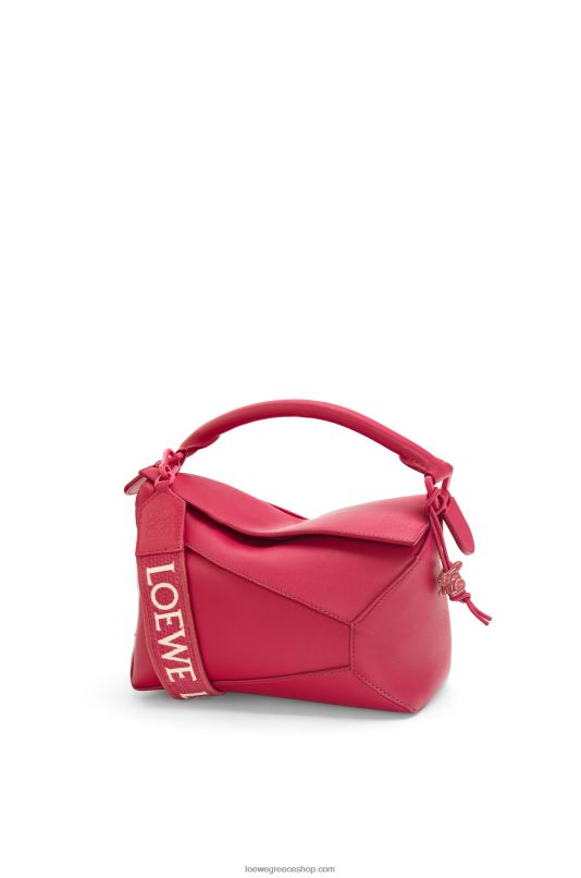 Loewe γυναίκες μικρή τσάντα στην άκρη του παζλ από σατέν δέρμα μοσχαριού RZR0J436 ρουμπινί κόκκινο γλάσο