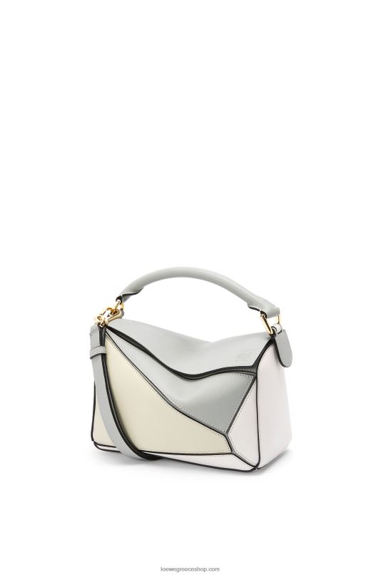 Loewe γυναίκες μικρή τσάντα παζλ σε κλασικό δέρμα μοσχαριού RZR0J516 τέφρα γκρι/μαρμάρινο πράσινο