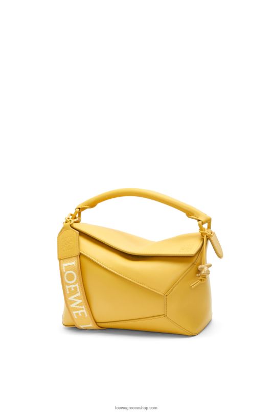 Loewe γυναίκες μικρή τσάντα στην άκρη του παζλ από σατέν δέρμα μοσχαριού RZR0J530 ωχροκίτρινο λούστρο