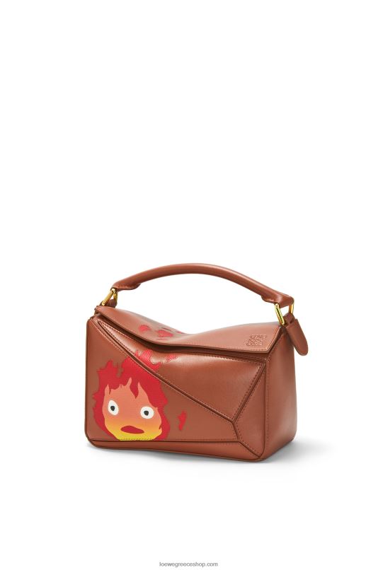 Loewe γυναίκες calcifer μικρή τσάντα παζλ από σατέν δέρμα μοσχαριού RZR0J442 σκουριά