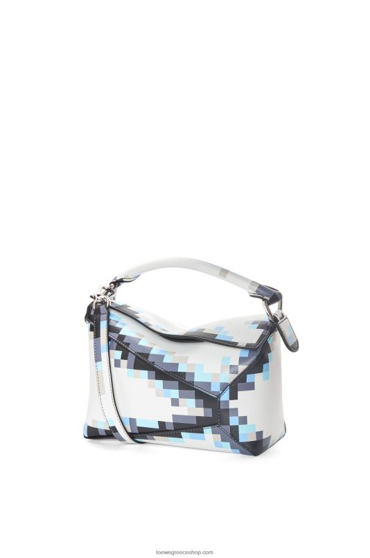 Loewe γυναίκες μικρή τσάντα με pixel στην άκρη του παζλ σε σατέν δέρμα μοσχαριού RZR0J395 άσπρο
