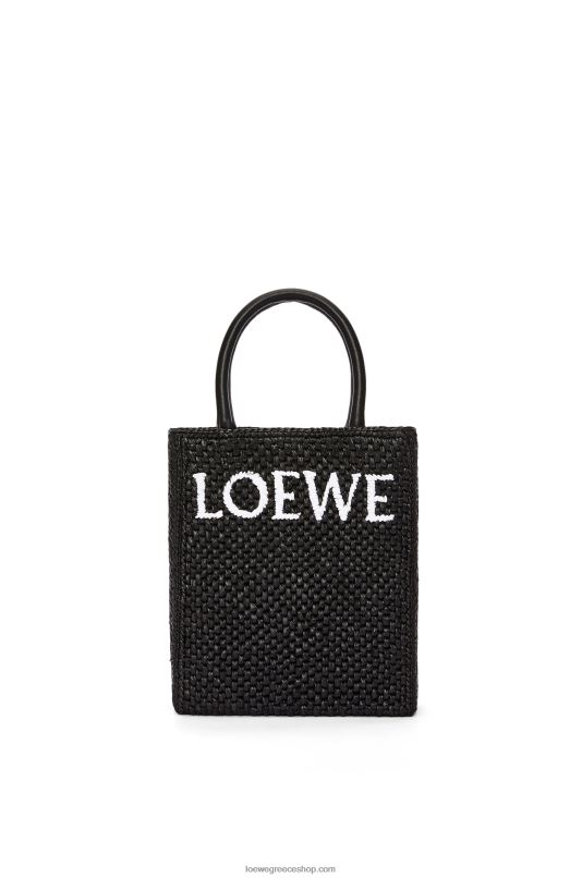 Loewe γυναίκες τυποποιημένη τσάντα a5 σε raffia RZR0J72 μαύρο άσπρο