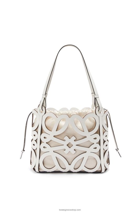 Loewe γυναίκες μικρό αναγραμματισμένο κομμένο tote σε κουτί από δέρμα μοσχαριού RZR0J187 απαλό λευκό