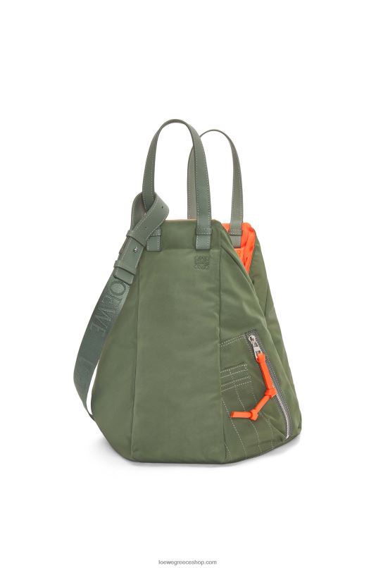 Loewe γυναίκες αιώρα tote αναστρέψιμη τσάντα σε νάιλον RZR0J446 vintage χακί