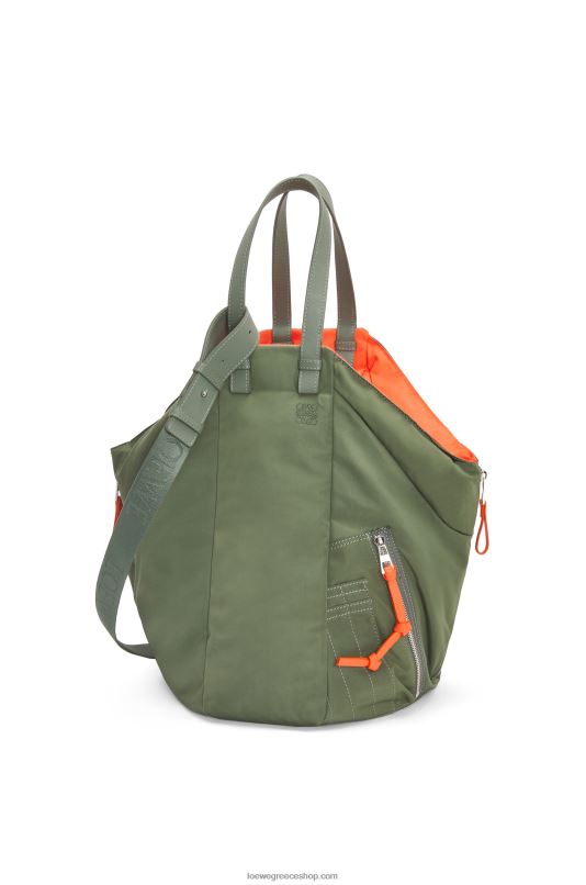 Loewe γυναίκες αιώρα tote αναστρέψιμη τσάντα σε νάιλον RZR0J446 vintage χακί