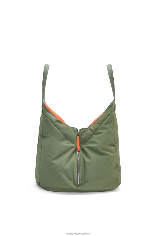 Loewe γυναίκες αιώρα tote αναστρέψιμη τσάντα σε νάιλον RZR0J446 vintage χακί