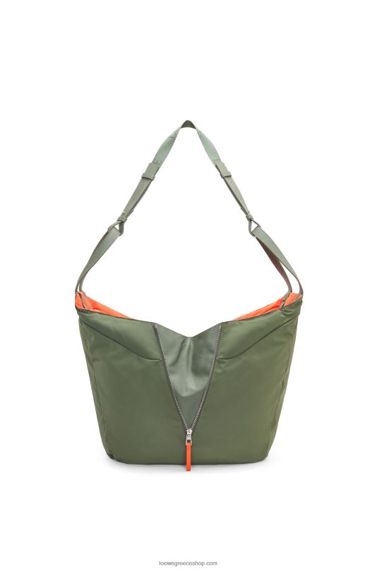 Loewe γυναίκες αιώρα tote αναστρέψιμη τσάντα σε νάιλον RZR0J446 vintage χακί