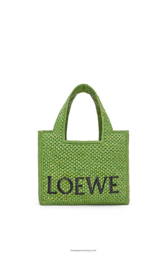 Loewe γυναίκες μικρή γραμματοσειρά tote σε raffia RZR0J108 πράσινος