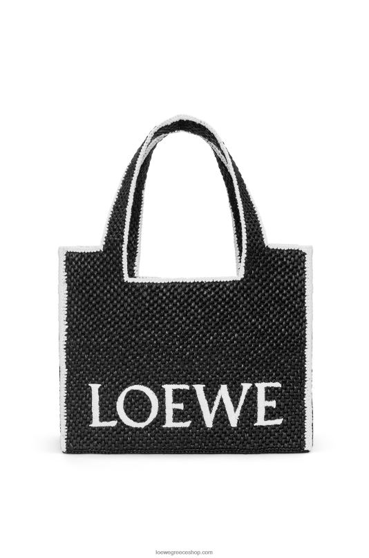 Loewe γυναίκες μεγάλη γραμματοσειρά tote σε raffia RZR0J11 μαύρος