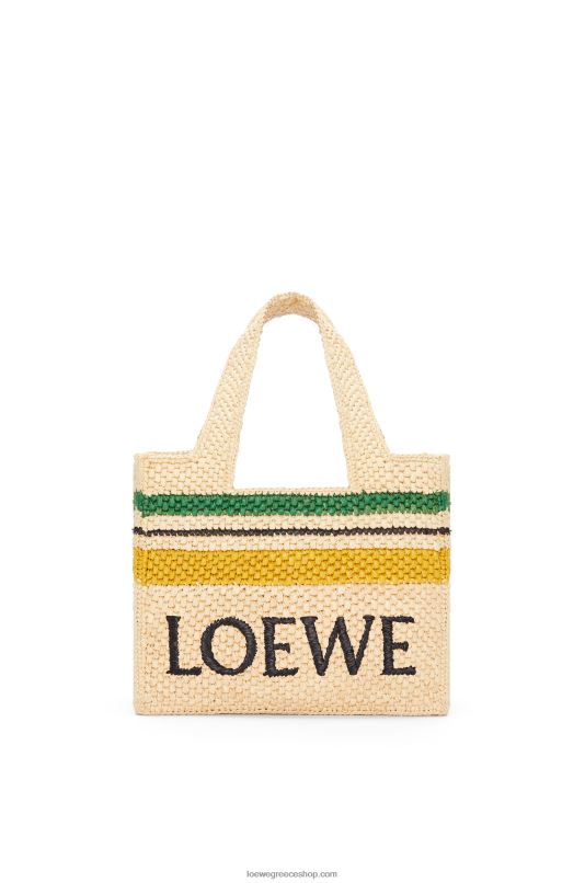 Loewe γυναίκες μικρή γραμματοσειρά tote σε raffia RZR0J111 φυσικό/πολύχρωμο