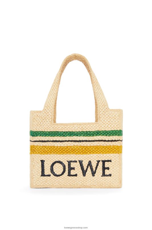 Loewe γυναίκες ριγέ γραμματοσειρά tote σε raffia RZR0J14 φυσικό/πολύχρωμο