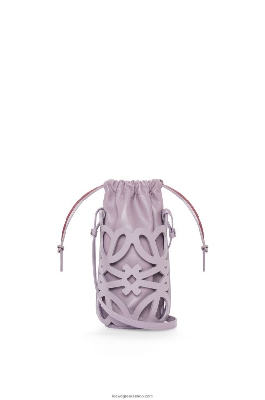 Loewe γυναίκες τσέπη αναγραμματισμένη σε κλασικό δέρμα μοσχαριού και νάπα RZR0J550 χλωμό γλάσο μελιτζάνας