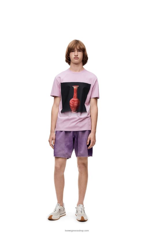 Loewe άνδρες T-shirt με κεραμική στάμπα από βαμβάκι RZR0J819 πασχαλιά