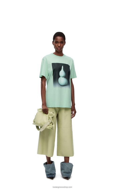 Loewe άνδρες T-shirt με κεραμική στάμπα από βαμβάκι RZR0J820 απαλό πράσινο