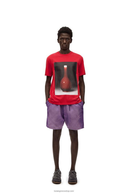 Loewe άνδρες T-shirt με κεραμική στάμπα από βαμβάκι RZR0J821 το κόκκινο