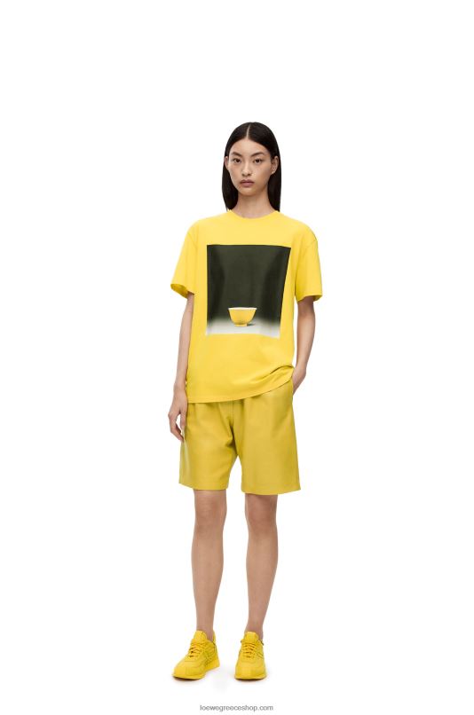 Loewe άνδρες T-shirt με κεραμική στάμπα από βαμβάκι RZR0J822 κίτρινος
