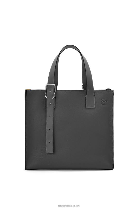 Loewe άνδρες Tote με φερμουάρ με αγκράφα από δέρμα μοσχαριού με απαλούς κόκκους RZR0J179 μαύρος