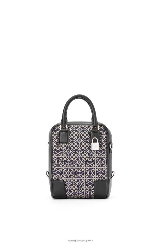 Loewe άνδρες amazona 15 σε αναγραμματισμένο ζακάρ και δέρμα μοσχαριού RZR0J144 ναυτικό/μαύρο