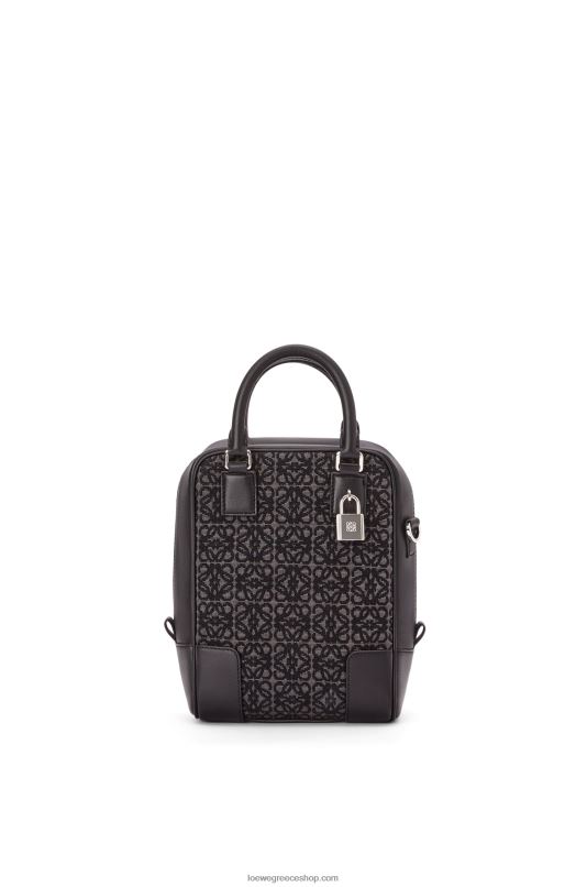 Loewe άνδρες amazona 15 σε αναγραμματισμένο ζακάρ και δέρμα μοσχαριού RZR0J147 ανθρακί/μαύρο