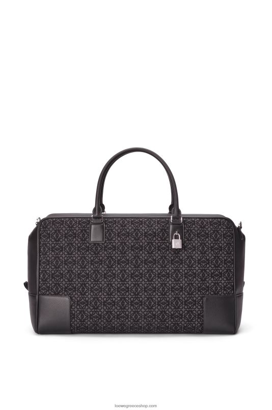 Loewe άνδρες Τσάντα amazona 44 σε αναγραμματισμένο ζακάρ και δέρμα μοσχαριού RZR0J148 ανθρακί/μαύρο