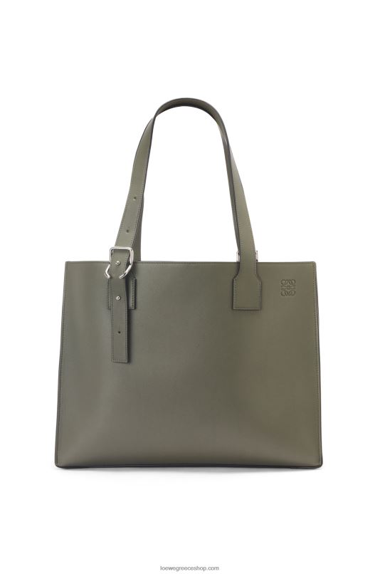 Loewe άνδρες πόρπη οριζόντια tote σε κλασικό δέρμα μοσχαριού RZR0J180 χακί πράσινο